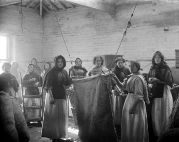 Batley women rag sorters, early-20th century, from a display in the town's Bagshaw Museum.